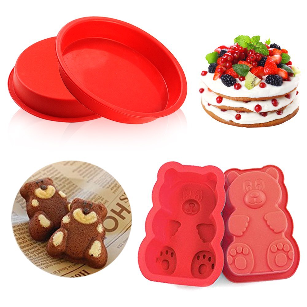 2win2buy DIY Bear-shaped Mini Cake Silicone Baking Mold + Loaf Cake Pan ...