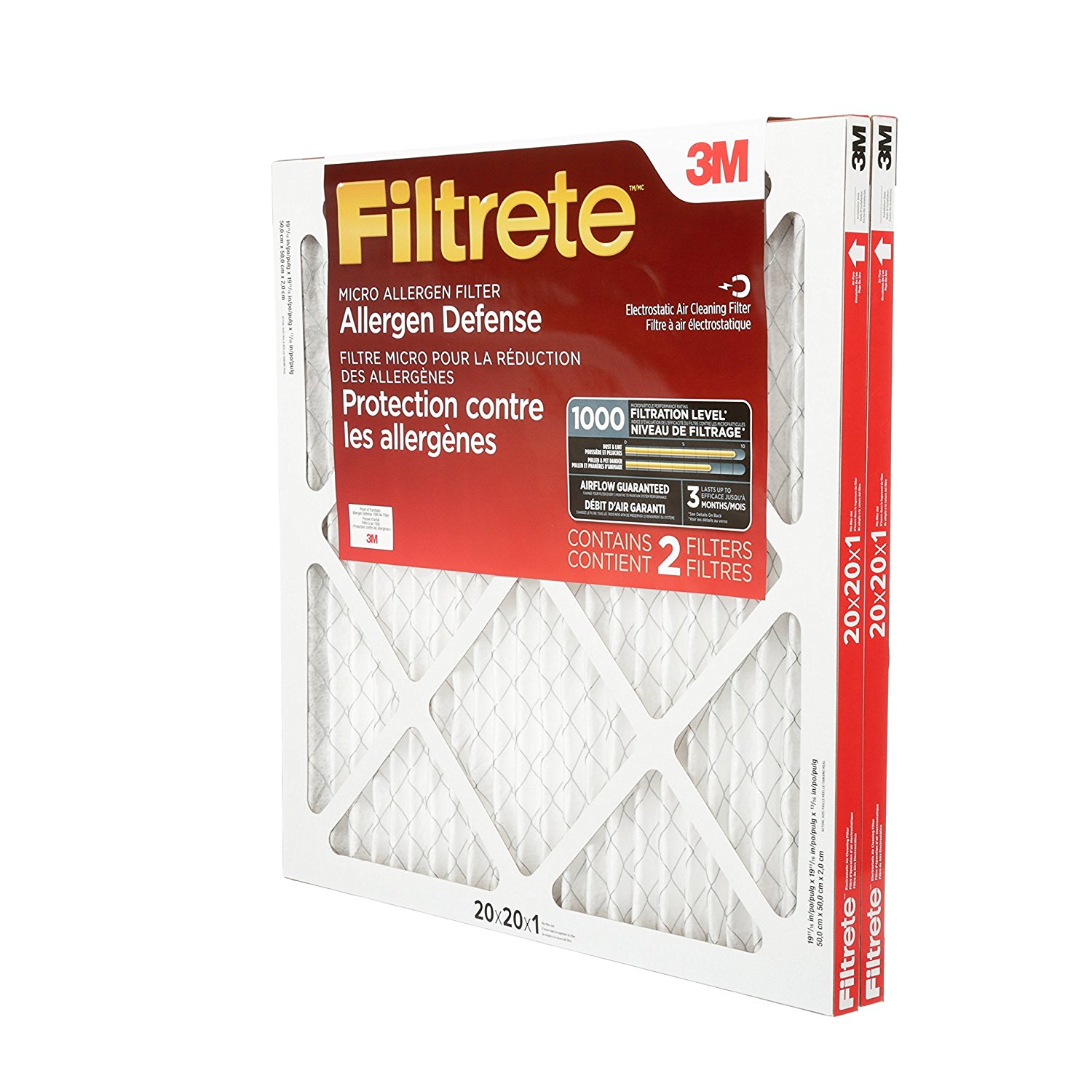 Filtrete Micro Allergen Defense Filter, MPR 1000, 16 x 25 x 1-Inches, 2 ...