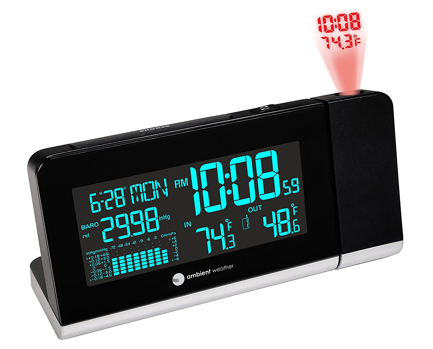 Ambient weather ws 8460 projection clock with 256 color changing