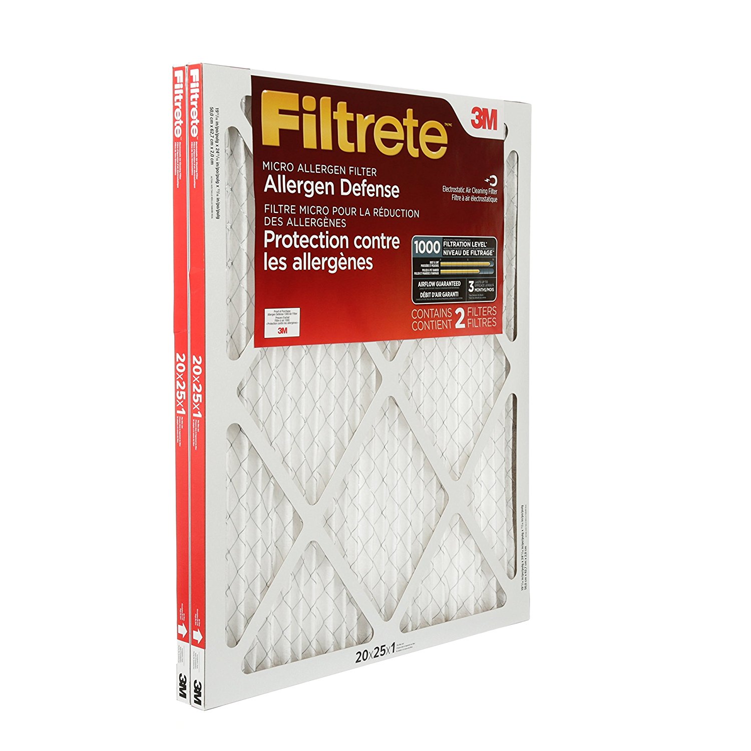 Filtrete Micro Allergen Defense Filter, MPR 1000, 16 x 25 x 1-Inches, 2 ...