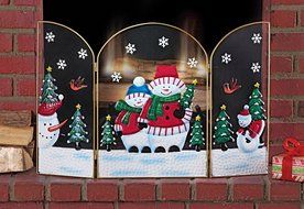 Snowman Holiday Winter Christmas Fireplace Screen