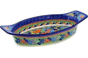 Polmedia Polish Pottery 18-inch Stoneware Oval Baker with Handles H2260E Hand Painted from Ceramika Artystyczna... N5