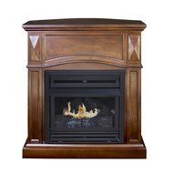 Pleasant Hearth Convertible Vent-Free Dual Fuel Fireplace, 35-Inch, Cherry N4
