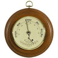 8" Weather Barometer w/Thermometer inset in Oak by West and Company