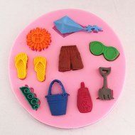 Mr.S Shop 3D Sunshine Beach Slippers Glasses Kite Silicone Mold Sugar Cake Chocolate Ice Mold Kitchen Baking Tools... N3