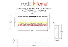 Moda Flame 50" Cynergy Log Built-in Smokeless Wall Mounted Electric Fireplace N3