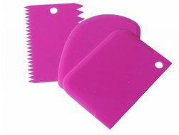 YIJIA 3Pcs/set Plastic Dough Icing Fondant Scraper Cake Decorating Baking Pastry Tools Plain Smooth Jagged Edge...
