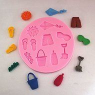 Mr.S Shop 3D Sunshine Beach Slippers Glasses Kite Silicone Mold Sugar Cake Chocolate Ice Mold Kitchen Baking Tools... N4