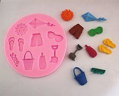Mr.S Shop 3D Sunshine Beach Slippers Glasses Kite Silicone Mold Sugar Cake Chocolate Ice Mold Kitchen Baking Tools... N5