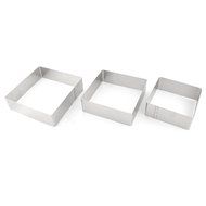 uxcell Metal Square Shape Home Kitchen DIY Fondant Mousse Cake Making Tool Mold 3 in 1 Silver Tone