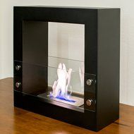 Genoa Freestanding Ventless Ethanol Fireplace. Tempered Safety Glass and Black Matte Finish. Perfect Indoor and...