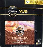 32 Count -Tully's Hawaiian Coffee Vue Cup For Keurig Vue Brewers N4