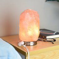 Levoit Elora Hand Carved Natural Himalayan Crystal Salt Lamp(8 to 11lbs): Stainless Steel Base, Touch Brightness... N3