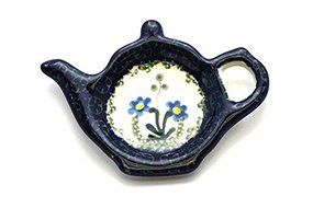 Polish Pottery Tea Bag Holder - Blue Spring Daisy