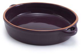 Plum Purple Glazed Terracotta Ceramic Round Casserole, 9.5&quot;Dx2.25&quot;H N2