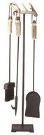 Antler fireplace set w/metal base/Bristle Brush. Real Deer antler top 34" Tall, Tools 26" long.