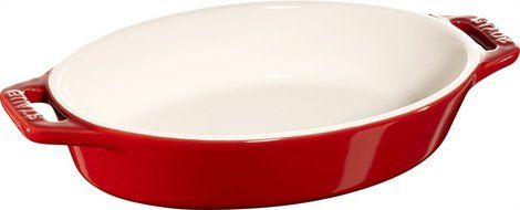 Staub Ceramic Small Oval Baking Dish, Cherry Red
