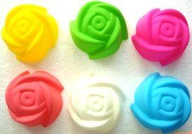 Cyqun(TM) 12 Pcs Silicone Rose Shape Cake Molds (Random Color) N2