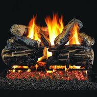 Peterson Real Fyre 24-inch Charred Split Oak Log Set With Vented Propane Ansi Certified G46 Burner - Electronic...