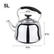 Stainless Steel Whistling Teakettle Teapot Cookware Silver Tone (4L) N8
