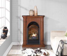 Duluth Forge Dual Fuel Vent Free Fireplace With Mantel - 15,000 BTU, T-Stat, Apple Spice Finish N3