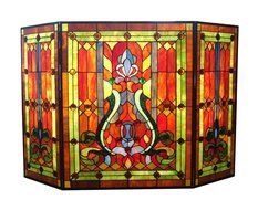 River of Goods 8221 Stained Glass Fireplace Screen