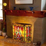 River of Goods 8221 Stained Glass Fireplace Screen N2