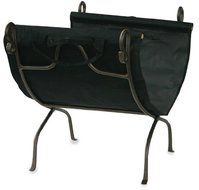 Uniflame, W-1617, Bronze Wrought Iron Log Rack with Canvas Carrier