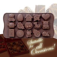 Set of 3 - ZICOME 15 PIECE Nonstick Children's Character Silicone Candy Molds, Chocolate Molds, Jelly Molds, Soap...