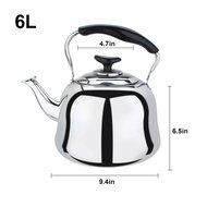 Stainless Steel Whistling Teakettle Teapot Cookware Silver Tone (4L) N10