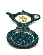 Polish Pottery Tea Bag &amp; Mug Holder - Peach Spring Daisy