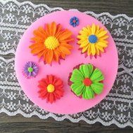 Mini Silicone Sugar, Fondant and Cake Mold, Sunflower Theme, Pink