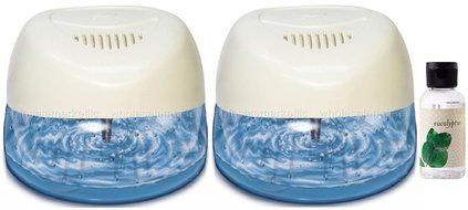 2 New Fresh Aire Machines with Rainbow Rainmate Eucalyptus Fragrance. White Color with 6 LED Color Changing Lights N2