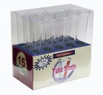 Party Essentials 15-Count Hard Plastic 1.5 Ounce Tube Shots, Mardi Gras Mix N5