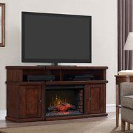 Probus Dark Cherry Electric Fireplace Media Console