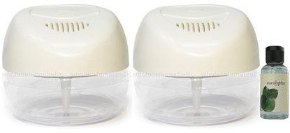 2 New Fresh Aire Machines with Rainbow Rainmate Eucalyptus Fragrance. White Color with 6 LED Color Changing Lights N3