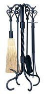 Uniflame, F-1619, 5pc Pewter Fireset with Heart Handles &amp; Tampico Brush