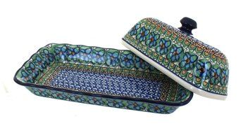 Polish Pottery Mardi Gras Butter Dish N4