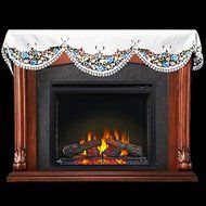 19&quot; X 90&quot; Wide Fireplace Mantel Scarf with Blue Rose Flower
