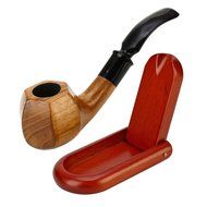 Scotte(TM) new green sandalwood tobacco pipe 9mm filter smoking pipe with (stand+scraper+filter element+pouch+... N3