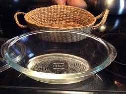 Vintage Glasbake 78 One Quart Covered Casserole With Basket N3