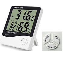 Shenfan Indoor Digital Thermometer Hygrometer Temperature and Humidity Monitor Gauge with Alarm Clcok ,White and...