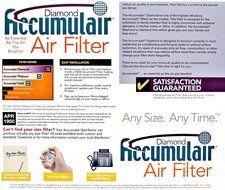 Accumulair Diamond 14x20x1 (13.5x19.5) MERV 13 Air Filter/Furnace Filters (6 pack)