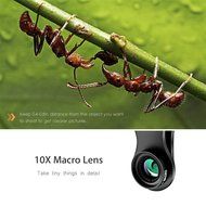 3 In 1 Universal Phone Camera Lens Kit with 0.4X Super Wide Angle Lens, 180 Degree Fish Eye Lens and 10X Macro...