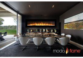 Moda Flame 95" Grand Pebbles Electric Wall Mounted Fireplace Black