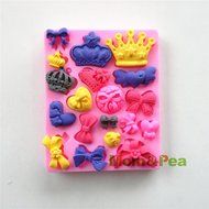 Mom&amp;pea 0532 Crown Bowknot Shaped Silicone Mould for Fondant Cake Sugar Paste Cake Decoration 3d Cake Toppers... N3