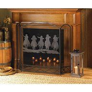 Fireplace Screen Metal and Iron Cowboy Round Up Western Theme New N2