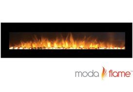 Moda Flame 95" Grand Pebbles Electric Wall Mounted Fireplace Black N2