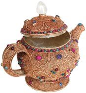 Superfine Filigree Kettle with Lid and Gemstones (Museum Quality) - Copper