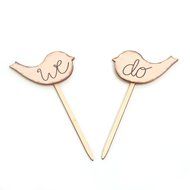 Mandydov Rustic Shabby Chic Wood Cake Topper Cake Decorating Supplies for Couples Wedding Decoration (We do)